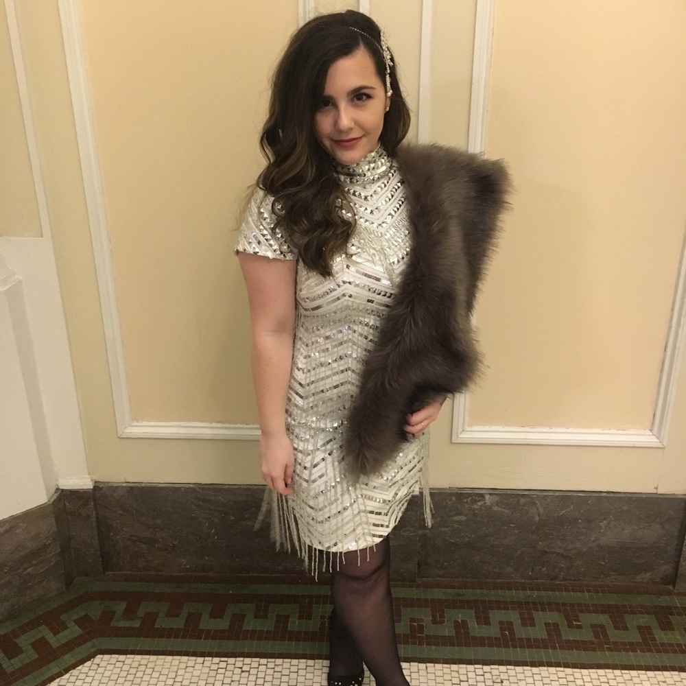 Pencil Dress with Fringe Embellishment